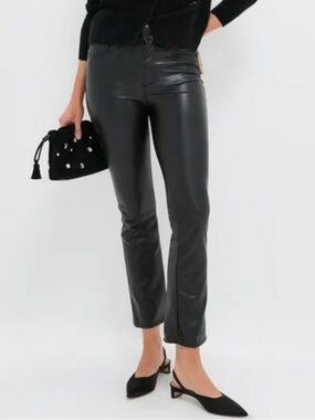 MOTHER Black Faux Leather Jacket with Gold Hardware